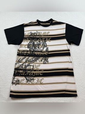 Red Ape Royalty crew neck t-shirt men’s size Large striped multicolor pullover